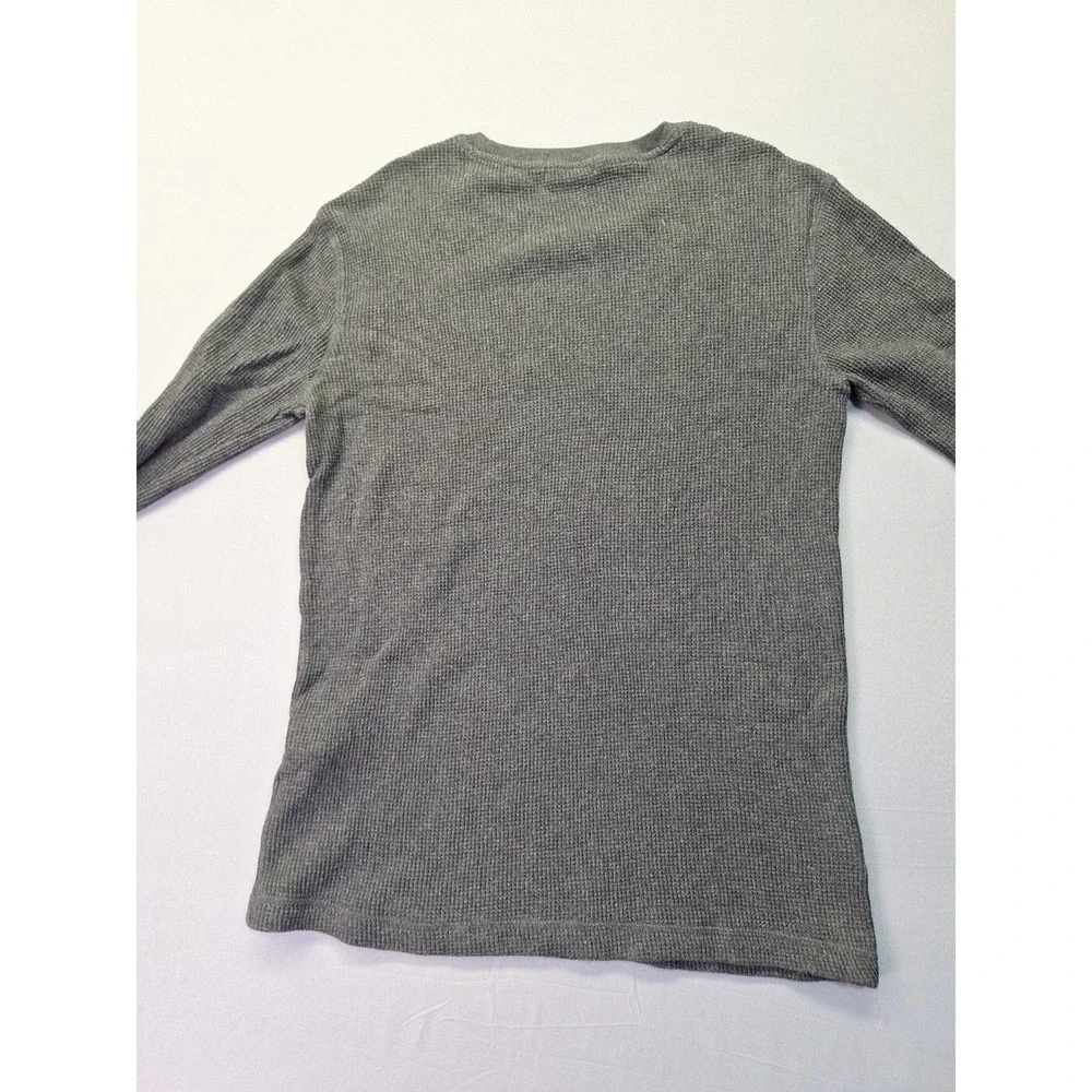 POLO RALPH LAUREN Mens Waffle Knit Thermal Long Sleeve Large Charcoal Grey‎ Pony
